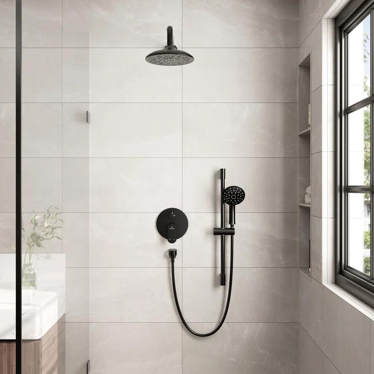 mondawe MD-A3815-MB Calliope Wall Mounted 2-Function Retro Pressure-Balanced Shower System with 3 Setting Handheld