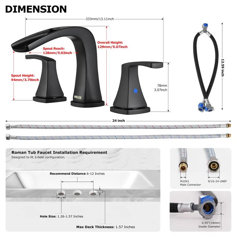 Doris 2-Handle Widespread Roman Tub Faucet