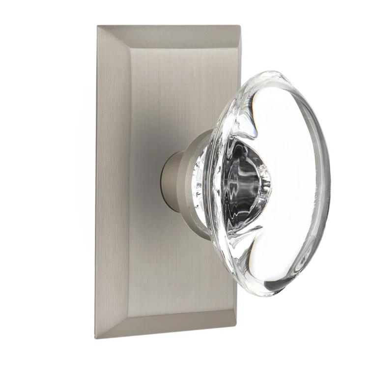 Studio Plate with Oval Clear Crystal Door Knob