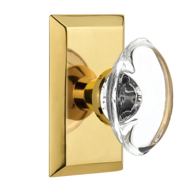 Studio Plate with Oval Clear Crystal Door Knob
