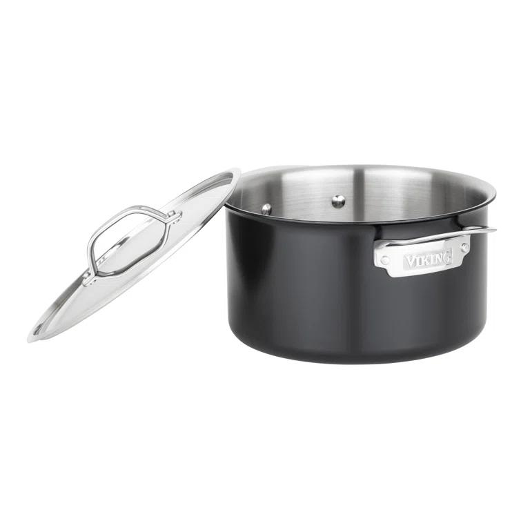 Viking Viking 12pc Cast Black 3-Ply Stainess Steel Cookware Set with Metal Lids