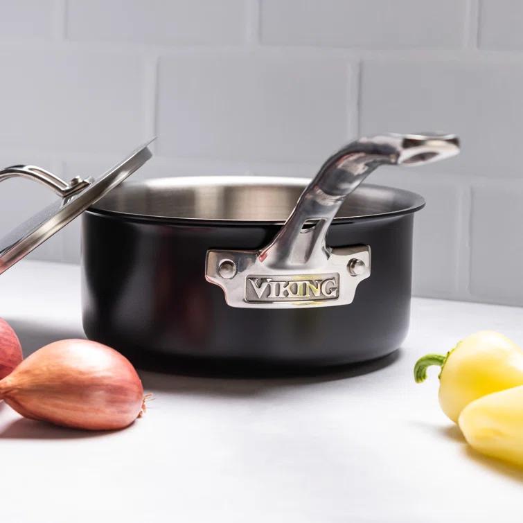 Viking Viking 12pc Cast Black 3-Ply Stainess Steel Cookware Set with Metal Lids