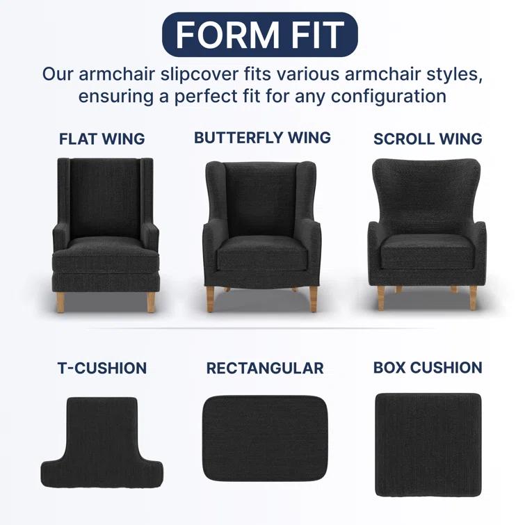 Stretchy Slipcover for Wingback Chair - Easy to Clean & Durable - Microfibra Collection