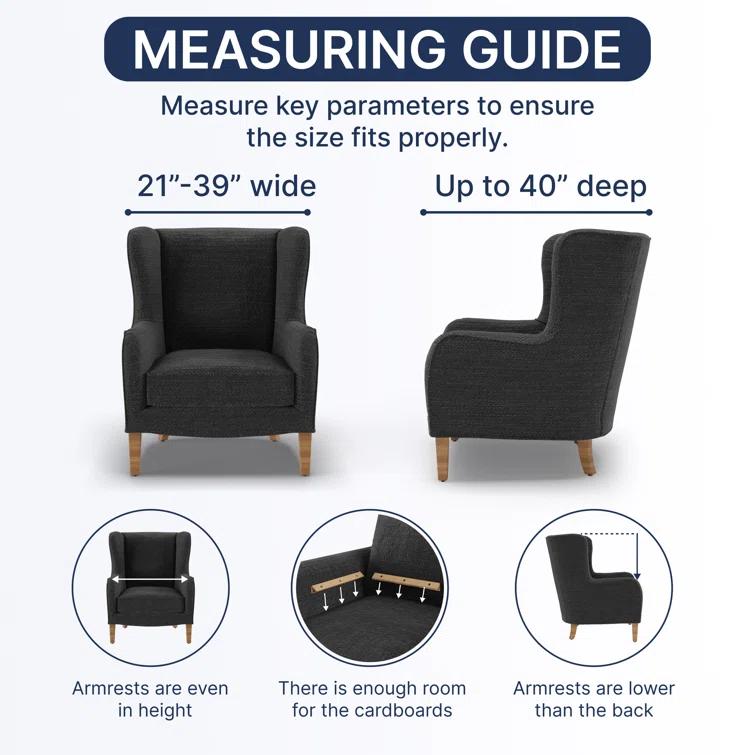 Stretchy Slipcover for Wingback Chair - Easy to Clean & Durable - Microfibra Collection