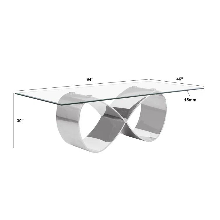 Rosdorf Park Tempered Glass Dining Set With Boucle Fabric Side Chairs