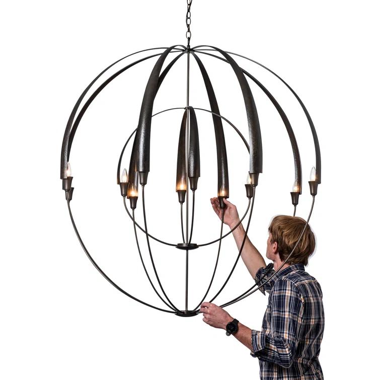 Cirque 12 - Light Steel Dimmable Globe Chandelier