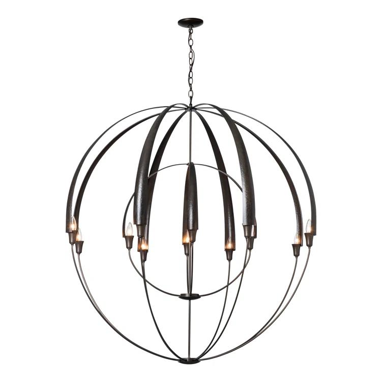 Cirque 12 - Light Steel Dimmable Globe Chandelier
