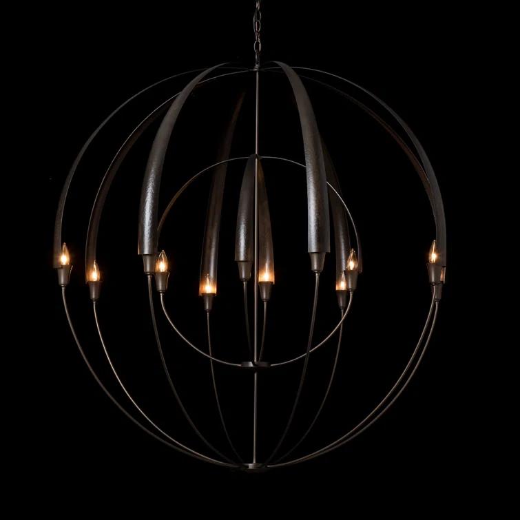 Cirque 12 - Light Steel Dimmable Globe Chandelier