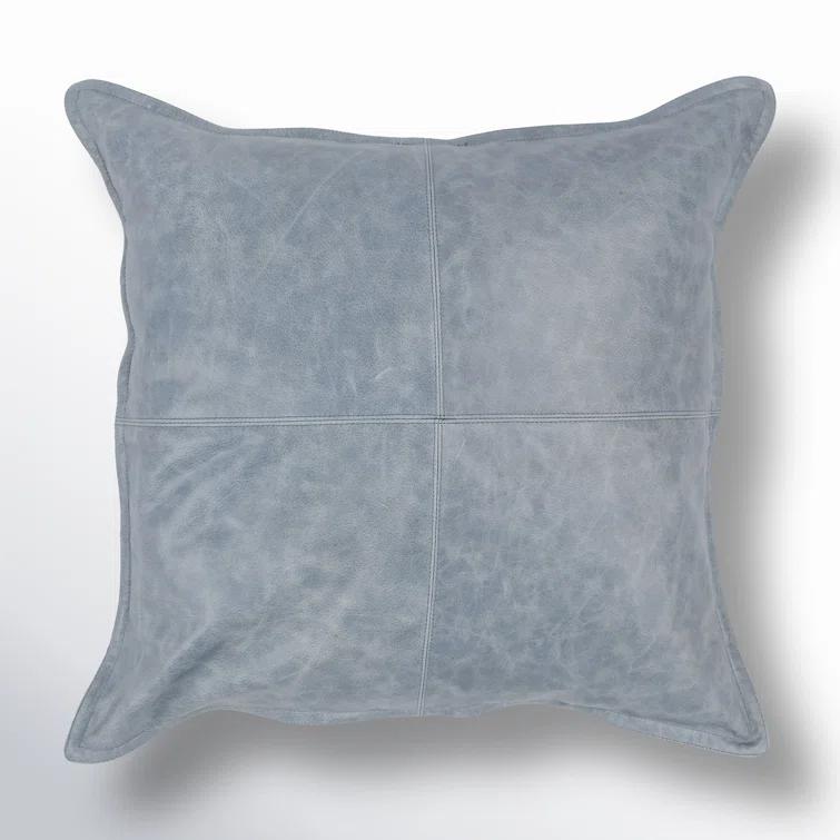 ZeaZu 22" X 22" Taupe Leather Zippered Pillow