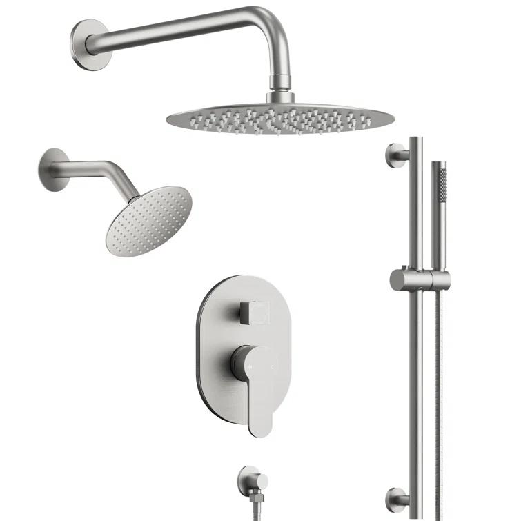 DualJetSpa 3-Function Round 10" & 6" Dual Shower Faucet System with Pressure Balancing Rough-In Valve