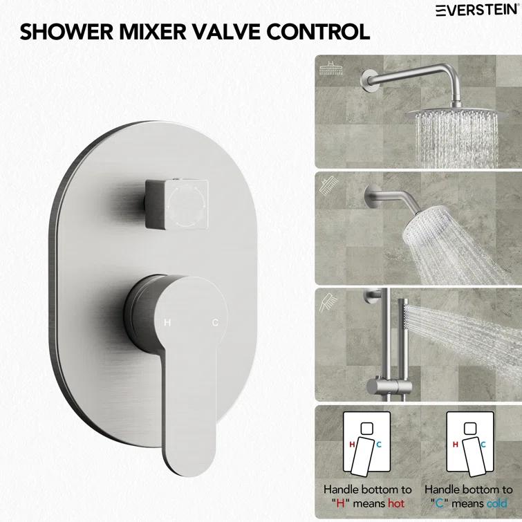 DualJetSpa 3-Function Round 10" & 6" Dual Shower Faucet System with Pressure Balancing Rough-In Valve