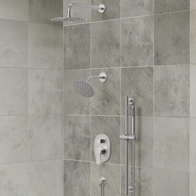 DualJetSpa 3-Function Round 10" & 6" Dual Shower Faucet System with Pressure Balancing Rough-In Valve