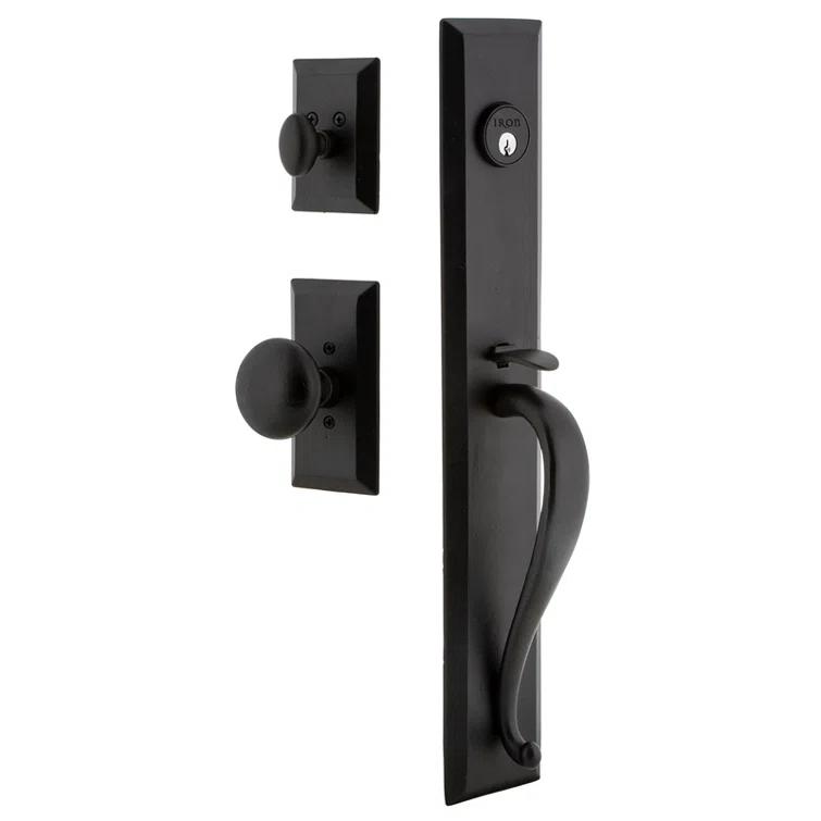 Ageless Iron Handleset with Deadbolt and Keep Door Knob and Vale Rosette