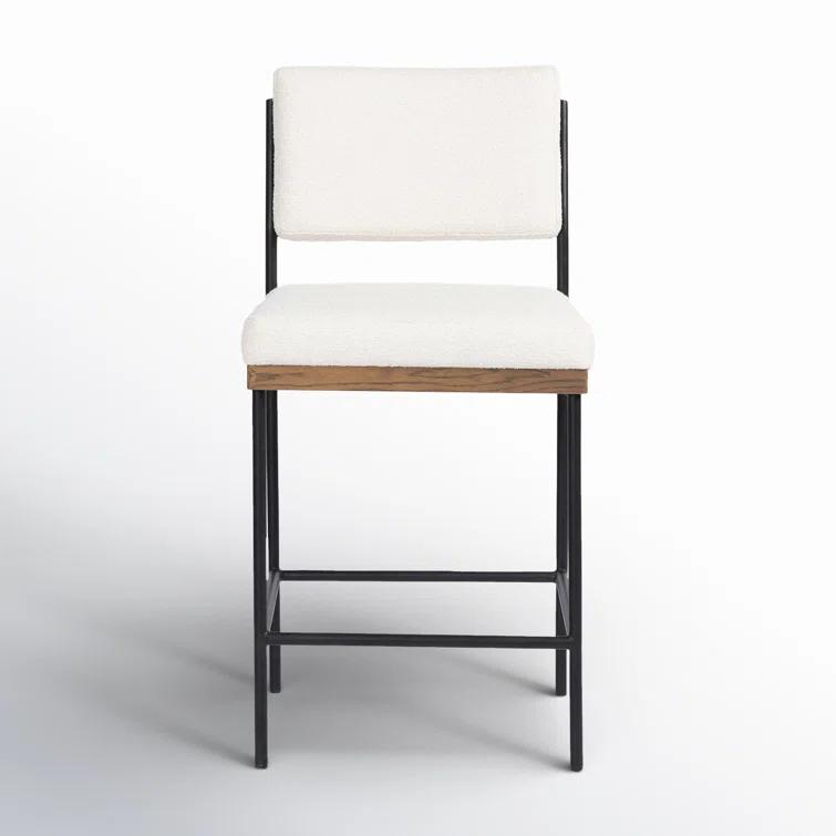 Ashford Fayette Cloud White Leather Counter Stool with Black Metal Frame
