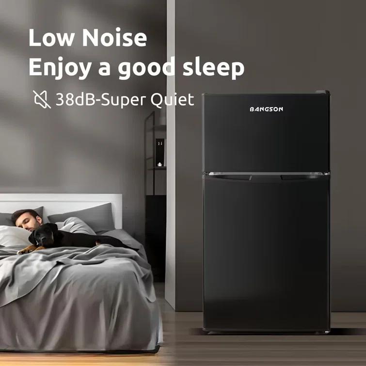 BANGSON 3.2 CU.FT, 2 Door Small Refrigerator with Freezer