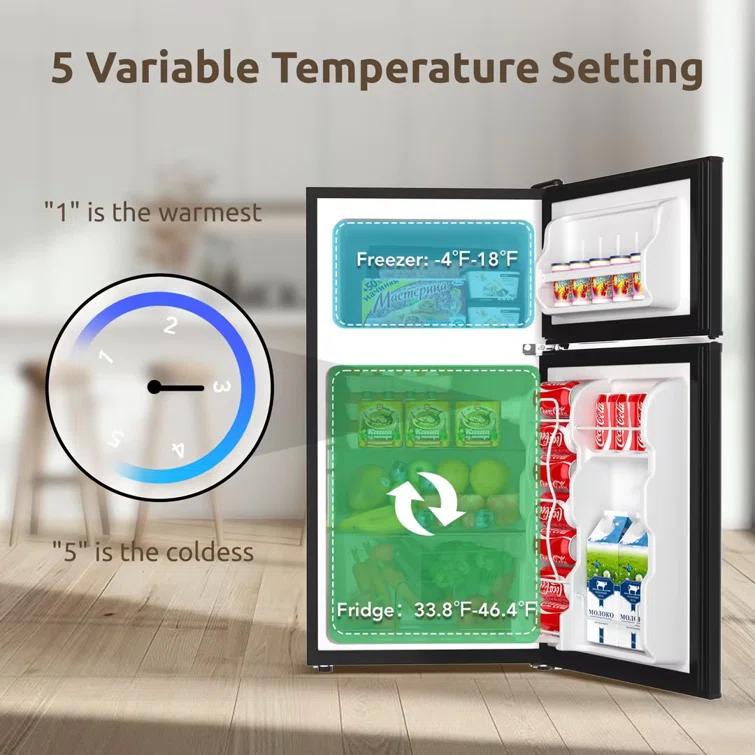 BANGSON 3.2 CU.FT, 2 Door Small Refrigerator with Freezer