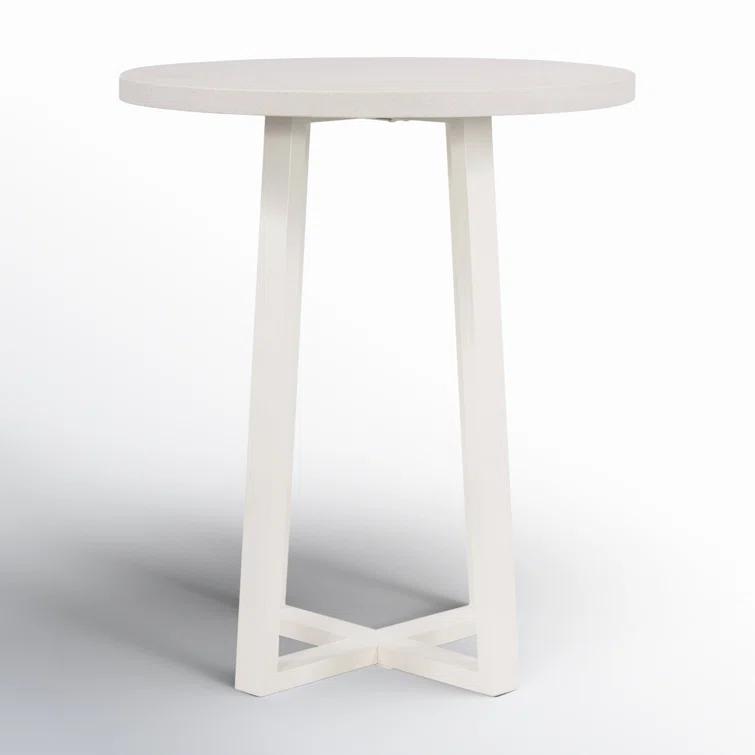 White Lava Stone and Iron Round Bar Table