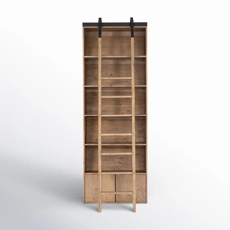 Haiden Contemporary Smoked Pine and Iron Ladder Bookshelf