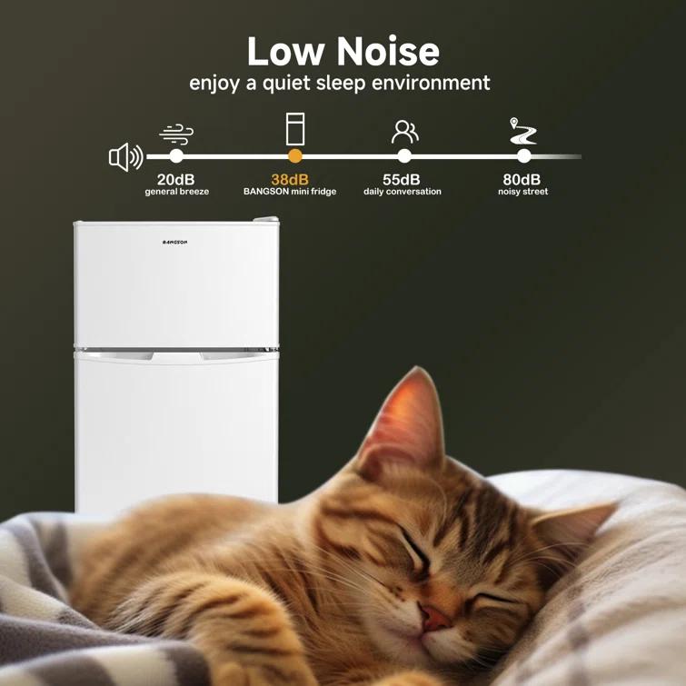 BANGSON BANGSON 3.2 CU.FT, 2 Door Small Refrigerator with Freezer US-BSR-200WH