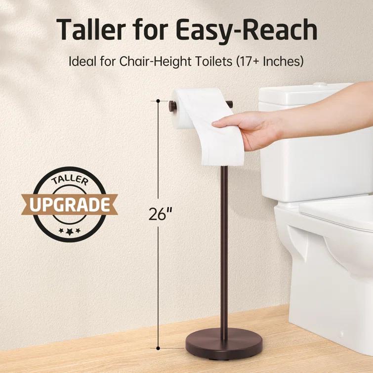 KES Freestanding Toilet Paper Holder with Weighted Base 26" H SUS304 Stainless Steel