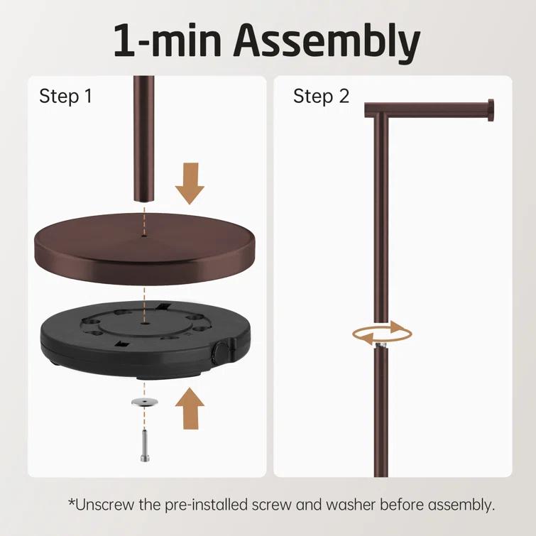 KES Freestanding Toilet Paper Holder with Weighted Base 26" H SUS304 Stainless Steel