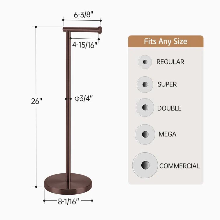 KES Freestanding Toilet Paper Holder with Weighted Base 26" H SUS304 Stainless Steel