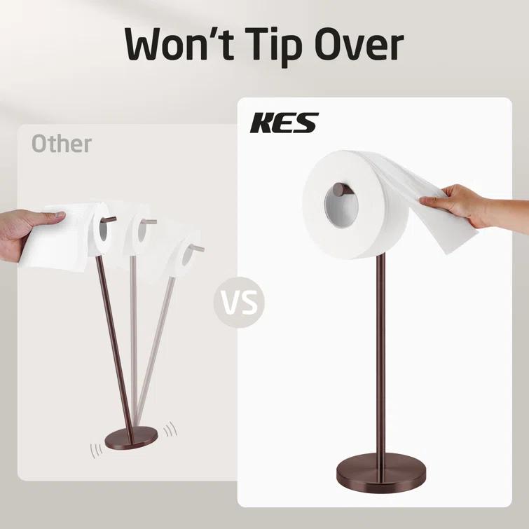 KES Freestanding Toilet Paper Holder with Weighted Base 26" H SUS304 Stainless Steel