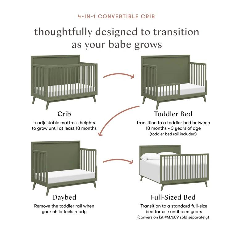 Palma 4-in-1 Convertible Crib with Toddler Bed Conversion Kit