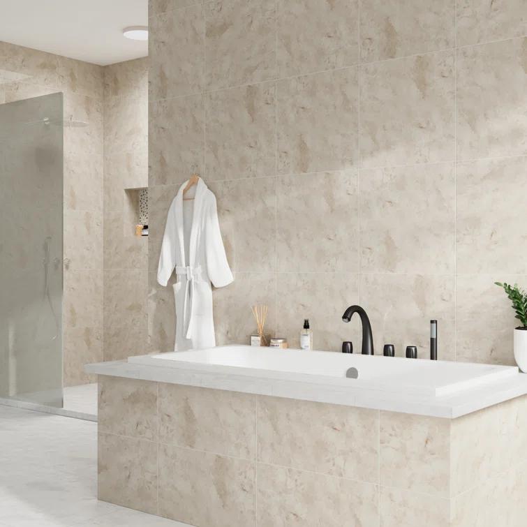 3 Handles Deck Mount Roman Tub Faucet With Hand Shower