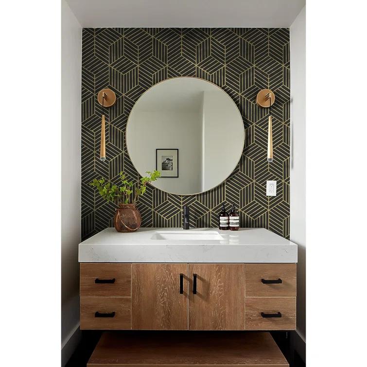 Wallpaper Black And Gold Peel And Stick Wallpaper Geometric Striped Hexagon Wallpaper Removable Self Adhesive Wall Paper Waterproof Vinyl Contact Paper For Cabinets Shelf Drawer 15.7"X78.7"