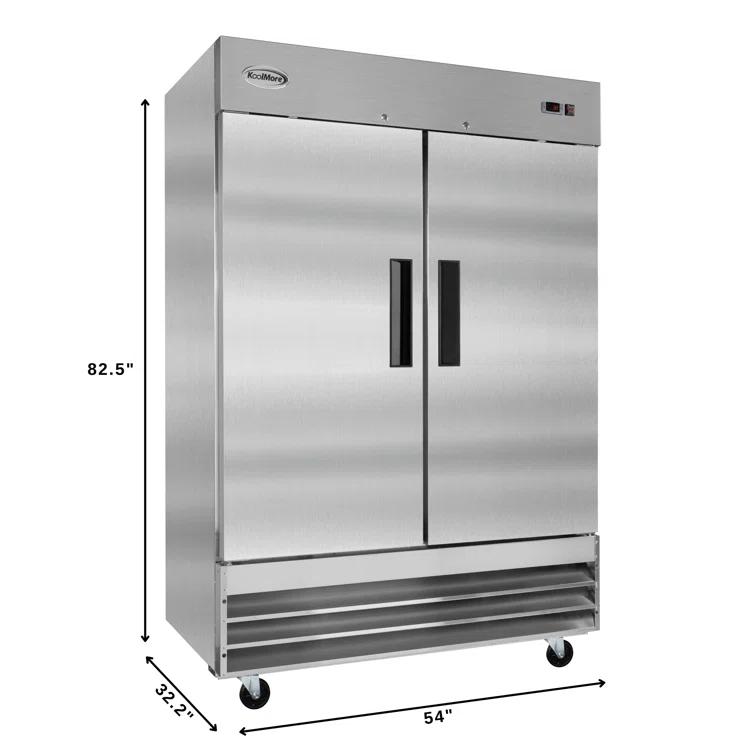 KoolMore 47 cu. ft. Commercial 2 Solid Door Reach In Refrigerator in Stainless Steel