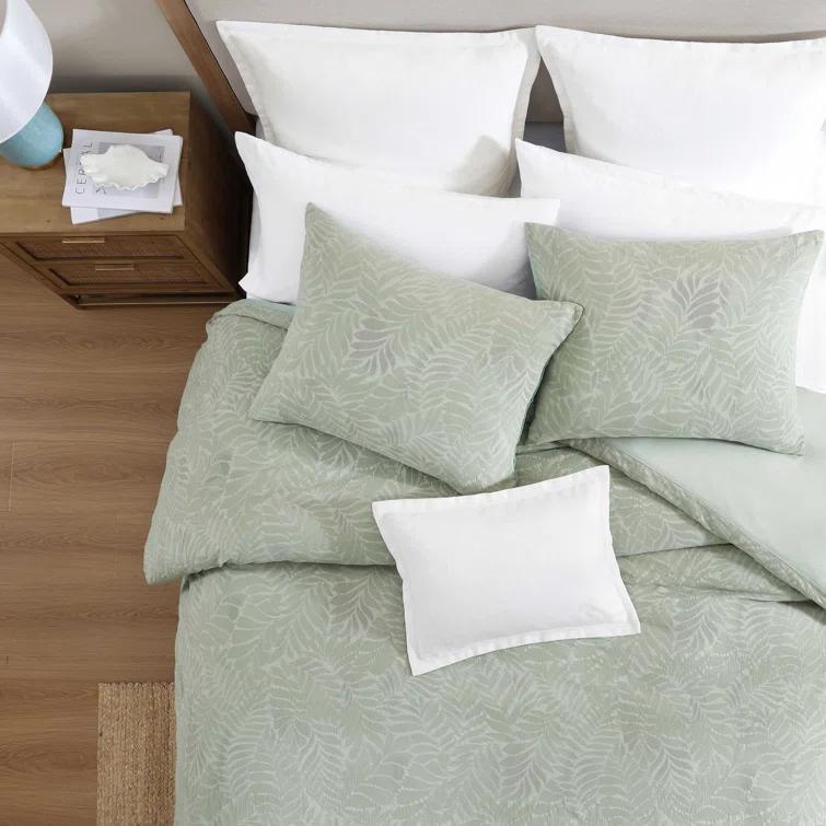 Harbor Palm 3 Piece Green 100% Cotton King Comforter Set