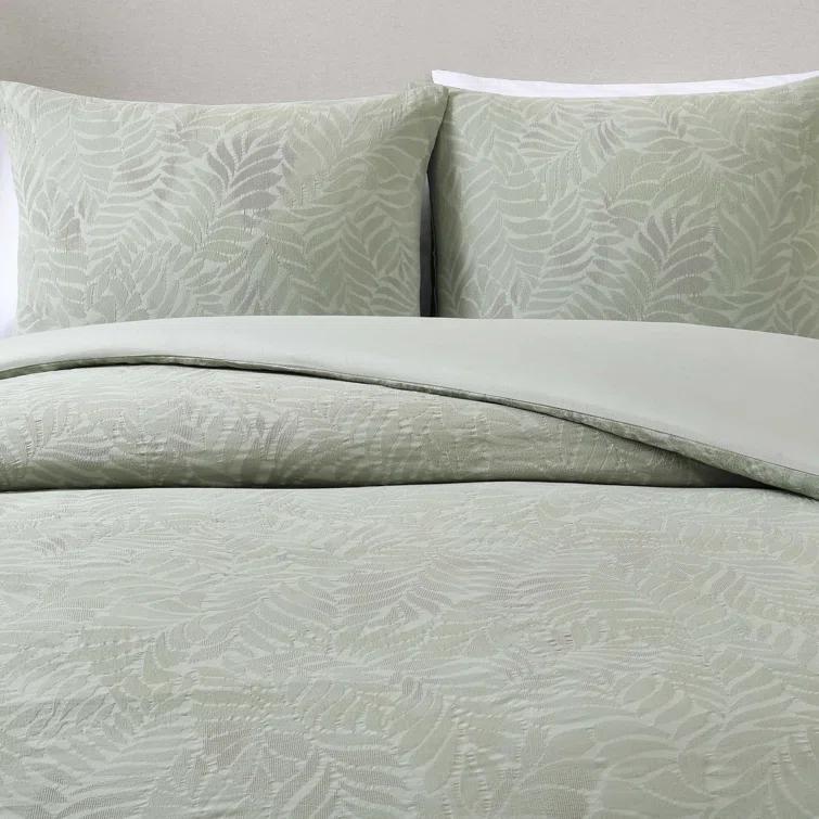 Harbor Palm 3 Piece Green 100% Cotton King Comforter Set