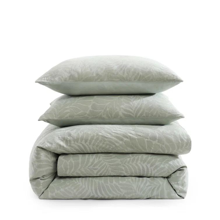Harbor Palm 3 Piece Green 100% Cotton King Comforter Set