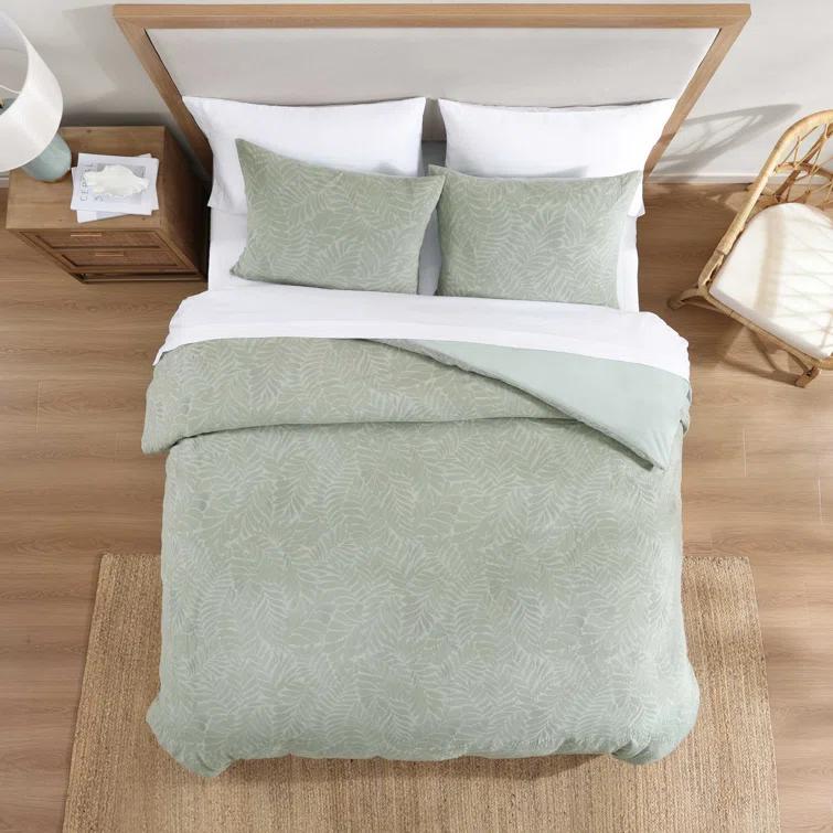 Harbor Palm 3 Piece Green 100% Cotton King Comforter Set