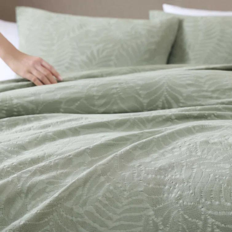Harbor Palm 3 Piece Green 100% Cotton King Comforter Set