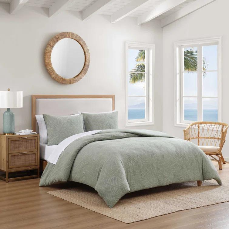 Harbor Palm 3 Piece Green 100% Cotton King Comforter Set