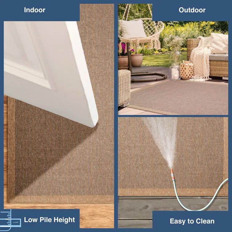 Bordy Texture Border Indoor/Outdoor Rug Navy