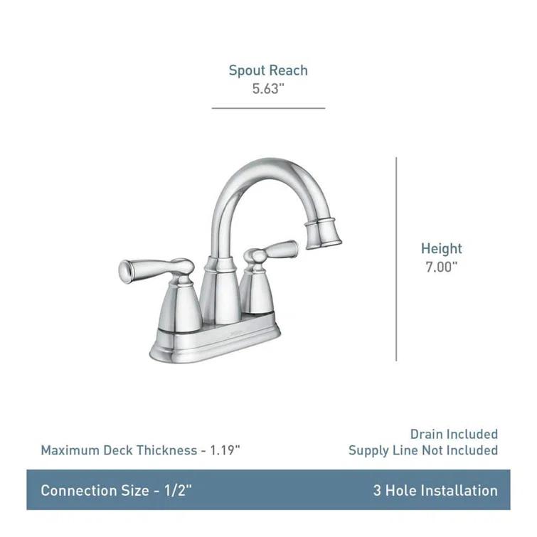 Moen Moen Banbury 4 in. Centerset Double Handle Bathroom Faucet 84943SRN