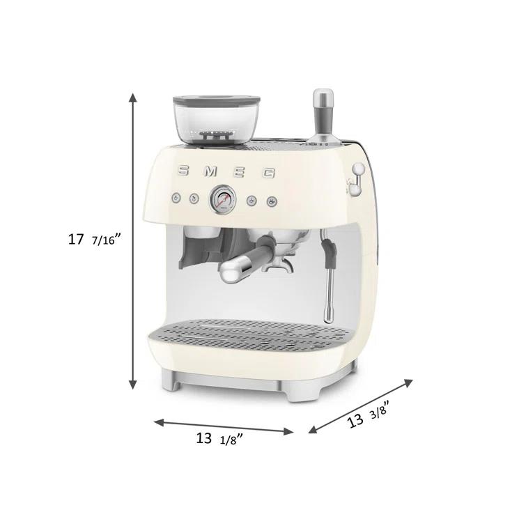 SMEG Cream Semi-Automatic Coffee and Espresso Machine with Milk Frother
