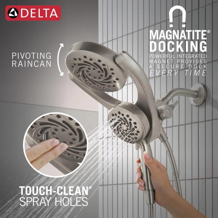 5-Setting HydroRain 2-in-1 Dual Shower Head with ProClean Spray