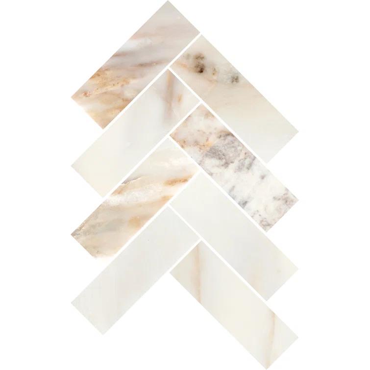 Gamma 2" x 6" Natural Stone Herringbone Wall and Floor Mosaic Tile (Set of 10)