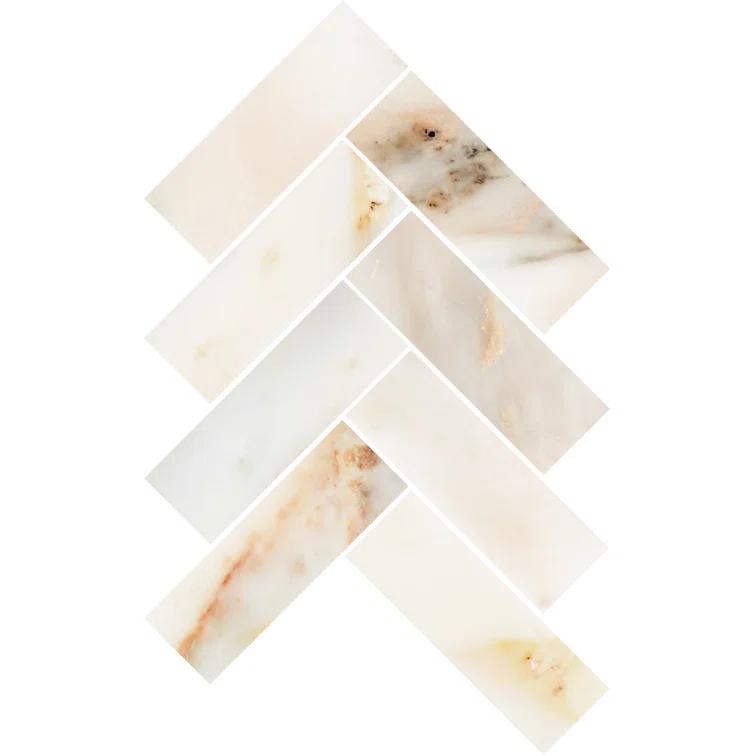 Gamma 2" x 6" Natural Stone Herringbone Wall and Floor Mosaic Tile (Set of 10)