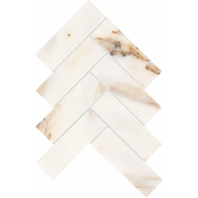 Gamma 2" x 6" Natural Stone Herringbone Wall and Floor Mosaic Tile (Set of 10)
