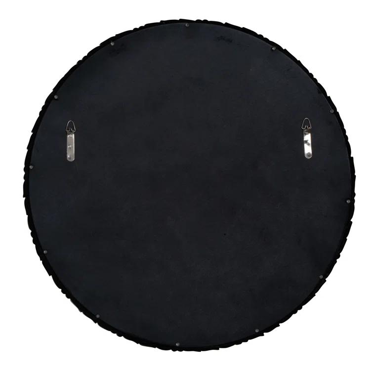 Round Gold Antique Wood Bathroom Mirror