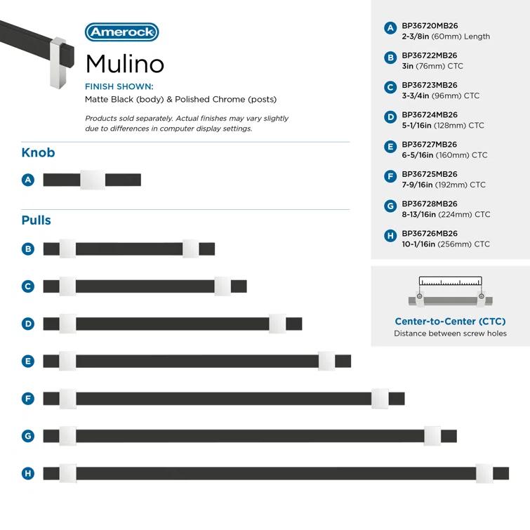 Mulino 8-13/16 inch (224mm) Center-to-Center