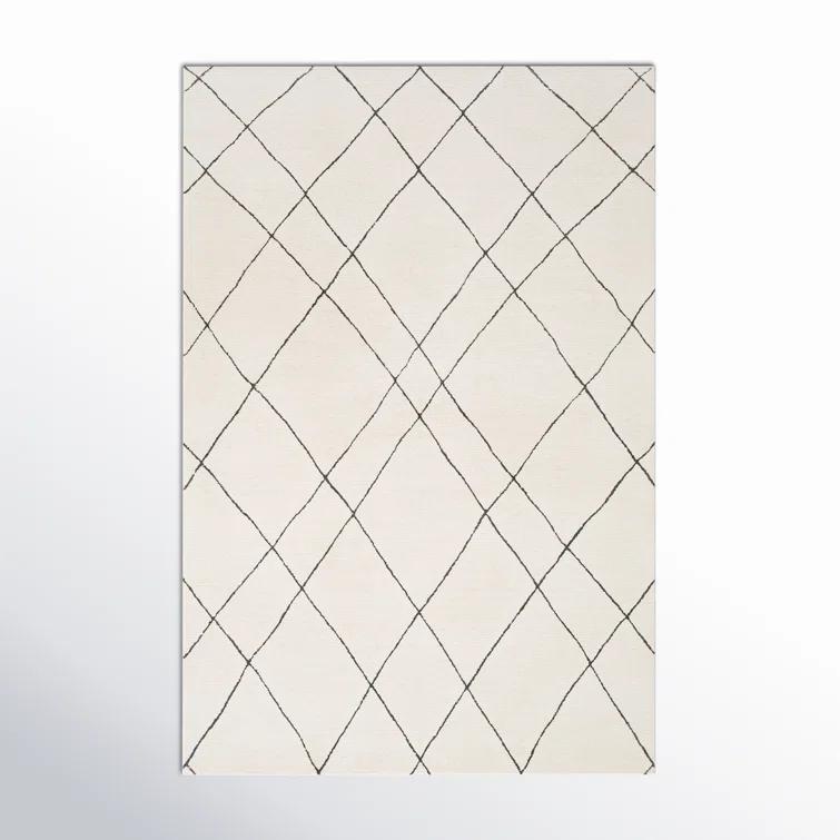 Seaton Geometric Handmade Tufted Wool Black/Cream Area Rug