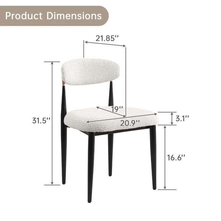 2 Pieces Boucle Armless Dining Chair, Upholstered Accent Chair