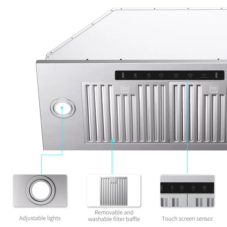 36'' VIKIO 900 Cubic Feet Per Minute Ducted Insert Range Hood with Baffle Filter and Light Included