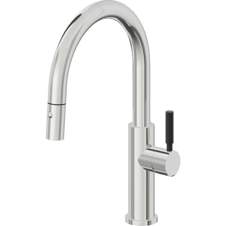 Polished Chrome Modern Pull-Down Kitchen Faucet with Spray